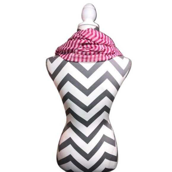 Maurices Pink and White Striped Infinity Scarf - Picture 2 of 5